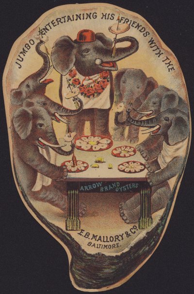 Jumbo divertissant ses amis avec les huîtres de la marque Arrow - American School